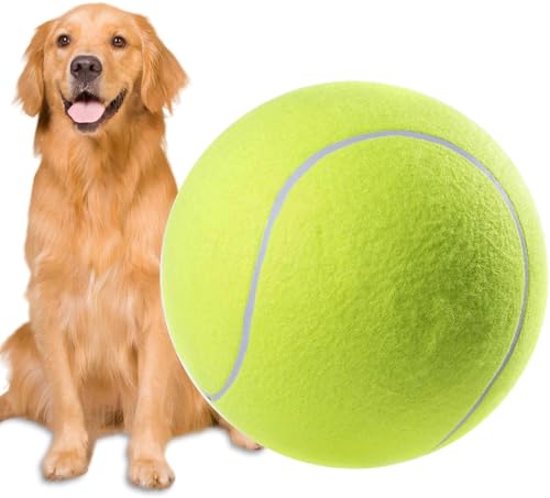 Masyrt Super Tennisbälle für Hunde, 9,5 Zoll, Praktisch Unzerstörbar, Bestes Hundespielzeug, Fußball Gegen Langeweile für Haustierübungen, Verfolgungsjagd Apportierspiel für Hunde (Gelb) von Masyrt