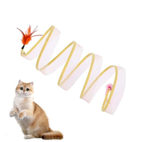 CattyCoil Safe Toy, Katzentunnel Katzenspielzeug Tunnel Spieltunnel Folded S Katzen Tunnel Spielzeug Cat Tunnel Spiral Mit Federspielzeug und Spielzeugmäuse (A-1pcs) von Matame