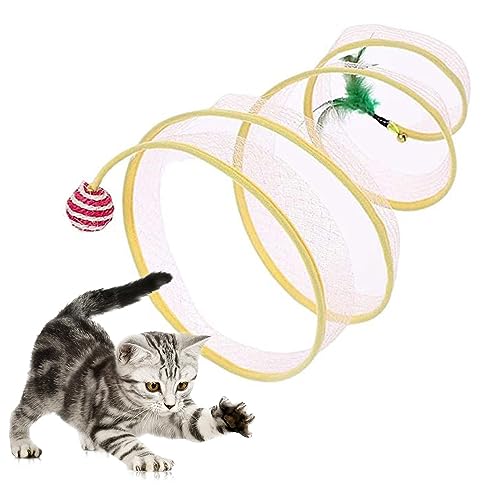 CattyCoil Safe Toy, Katzentunnel Katzenspielzeug Tunnel Spieltunnel Folded S Katzen Tunnel Spielzeug Cat Tunnel Spiral Mit Federspielzeug und Spielzeugmäuse (B-1pcs) von Matame