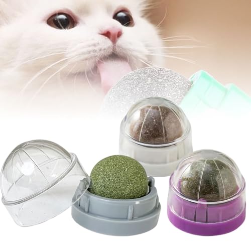 Matame Katzenminze Spielzeug,Baldrian Kissen für Katzen,Natürliches Katzenminze Ball Katzenminze Wandroller für Katzenlecken, Zahnreinigung Dentales Essbares Kätzchenspielzeug (#A-3PCS) von Matame