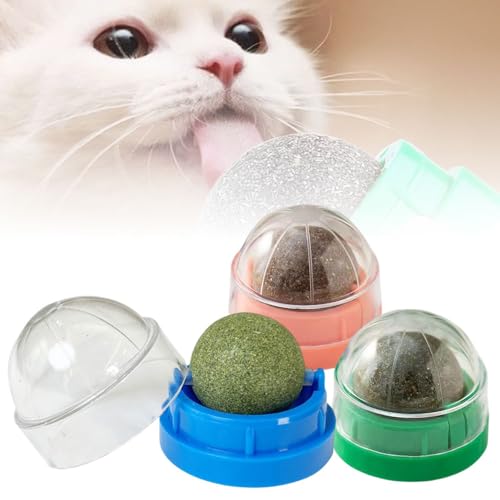 Matame Katzenminze Spielzeug,Baldrian Kissen für Katzen,Natürliches Katzenminze Ball Katzenminze Wandroller für Katzenlecken, Zahnreinigung Dentales Essbares Kätzchenspielzeug (#B-3PCS) von Matame