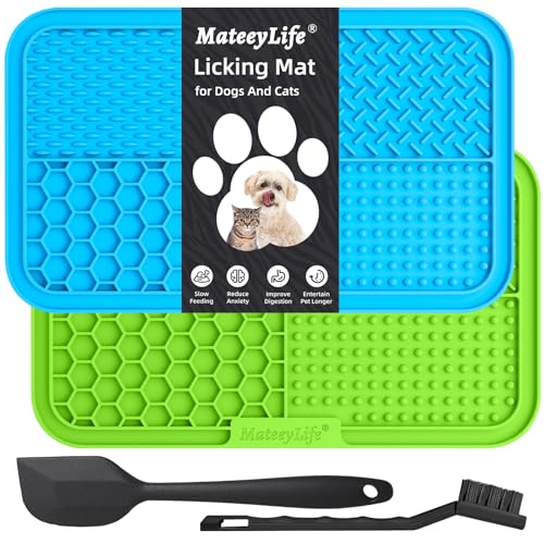 MateeyLife Große Leckmatte für Hunde und Katzen mit Saugnäpfen, Hunde-Leckmatte zur Angstlinderung, Hundespielzeug für Langeweile, Katzen-Erdnussbutter-Leckpad, Leckerli-Matte zum Baden und Pflegen, 2 von MateeyLife