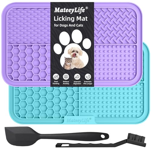 MateeyLife Große Leckmatte für Hunde und Katzen mit Saugnäpfen, Hunde-Leckmatte zur Angstlinderung, Hundespielzeug für Langeweile, Katzen-Erdnussbutter-Leckpad, Leckerli-Matte zum Baden und Pflegen, 2 von MateeyLife