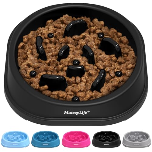 MateeyLife Hundenapf, Anti schling napf Hund – Rutschfester Slow Feeder Hundenapf für mittelgroße und große Hunde, Schwarz (15,24 cm) von MateeyLife