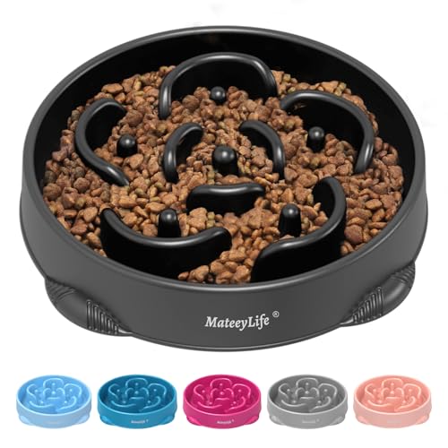 Mateeylife hundenapf, Anti schling napf Hund, rutschfeste interaktive Slow Feeder Hund napf, Bloat Stop Maze Dog Dishes Hundefutter für große Rassen, Schwarz(10.43 in) von MateeyLife