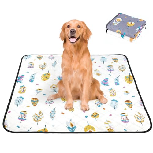 Mateju Puppy Pads Wiederverwendbare 1 Stück Welpen Unterlage Urin Absorption PIPI Matten für Hunde Welpenunterlagen Waschbar Trainingspads für Hunde Katze (90x100cm,Weiß) von Mateju