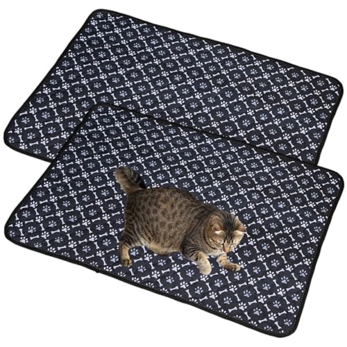 Mateju Wiederverwendbare Puppy Pads, 2 Stück Welpen Unterlage Urin Absorption PIPI Matten für Hunde Welpenunterlagen, Waschbar Trainingspads für Hunde Katze (90x150CM,Schwarz Tatze) von Mateju