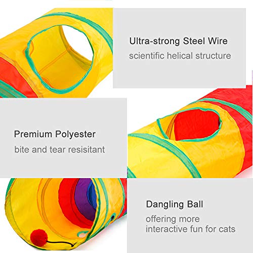 Matybobe Cat Tunnel Road, Interaktives Spielzeug für Katzen und Kleintiere, Zusammenklappbarer und Tragbarer Kitty-Tunnel für Tägliche Bewegung und Spielzeit, Mehrfarbig, 25 cm von Matybobe