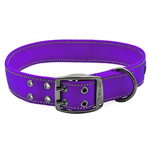 Max and Neo MAX Reflektierendes Hundehalsband mit Metallschnalle – Wir spenden ein Halsband an eine Hunderettung für jedes verkaufte Halsband (XL, Violett) von Max and Neo