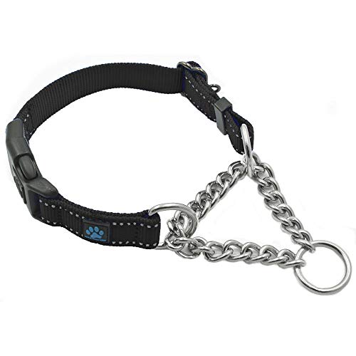 Max and Neo Martingale-Halsband aus Edelstahl – Wir spenden ein Halsband an eine Hunderettung für jedes verkaufte Halsband (Größe M, Schwarz) von Max and Neo