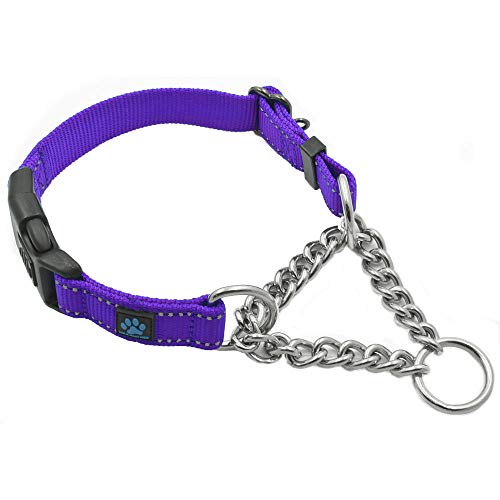 Max and Neo Martingale-Halsband aus Edelstahl – Wir spenden ein Halsband an eine Hunderettung für jedes verkaufte Halsband (Medium, Lila) von Max and Neo