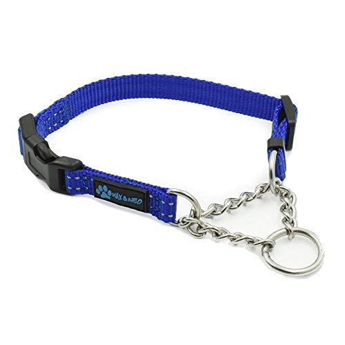 Max and Neo Martingale-Halsband aus Edelstahl – Wir spenden ein Halsband an eine Hunderettung für jedes verkaufte Halsband (XS, blau) von Max and Neo