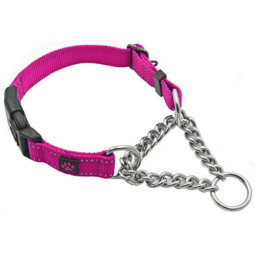 Max and Neo Martingale-Halsband aus Edelstahl – Wir spenden ein Halsband an eine Hunderettung für jedes verkaufte Halsband (groß, rosa) von Max and Neo