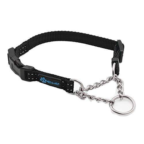 Max and Neo Martingalhalsband aus Edelstahl – Wir spenden ein Halsband an eine Hunderettung für jedes verkaufte Halsband (XS, Schwarz) von Max and Neo