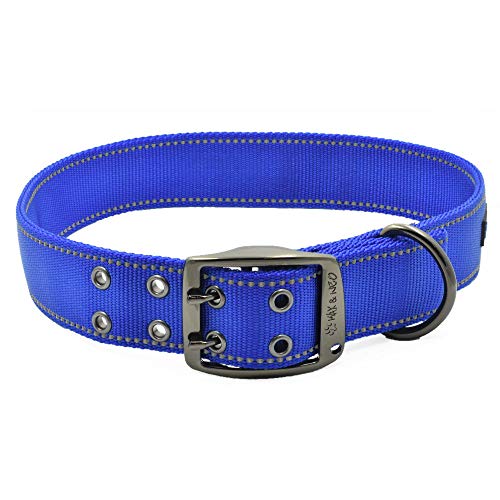 Max and Neo Max Reflektierendes Hundehalsband mit Metallschnalle – wir spenden ein Halsband an eine Hunderettung für jedes verkaufte Halsband (XL, blau) von Max and Neo