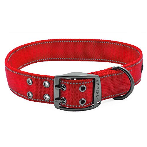 Max and Neo Max Reflektierendes Hundehalsband mit Metallschnalle – wir spenden ein Halsband an eine Hunderettung für jedes verkaufte Halsband (XL, rot) von Max and Neo