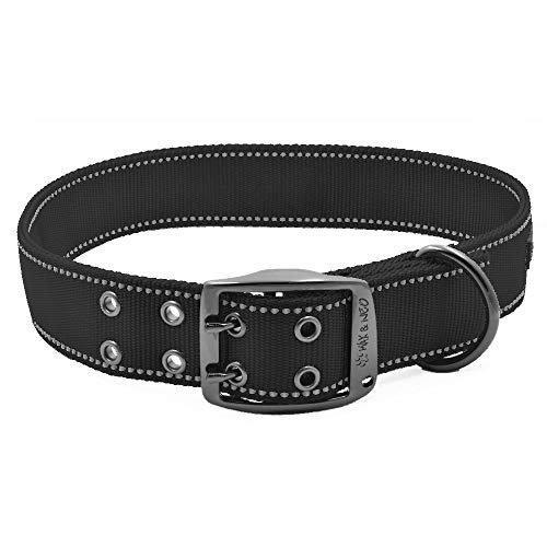 Max and Neo Max Reflektierendes Hundehalsband mit Metallschnalle – wir spenden ein Halsband an eine Hunderettung für jedes verkaufte Halsband (XL, schwarz) von Max and Neo