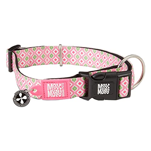 Max Molly | Gotcha! Smart ID Retro Halsband - Hundehalsband Verstellbare Größe: XS - L, Verschiedene Designs (Rosa, L) von Max & Molly Urban Pets