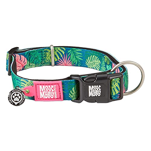 Max & Molly Gotcha! Hundehalsband Halsband Hund mit Smart ID, gepolstertes Neopren Halsband mit Design für mittelgroße Hunde, wasserdicht, bequem, verstellbar, Tropical, M von Max & Molly Urban Pets