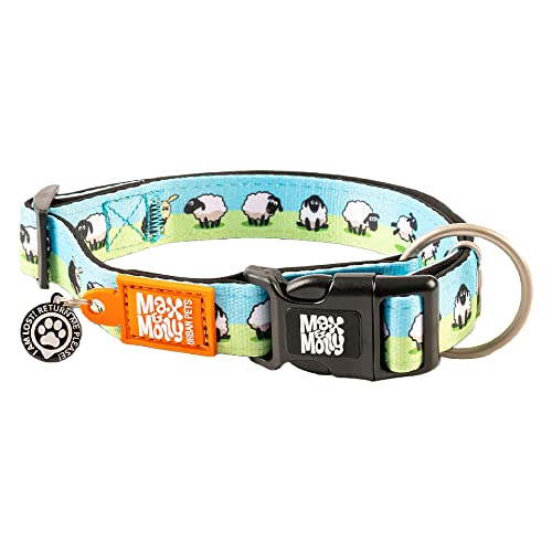 Max & Molly Gotcha! Hundehalsband Halsband Hund mit Smart ID, gepolstertes Neopren Halsband mit Design für große Hunde, wasserdicht, bequem, verstellbar, Black Sheep, L von Max & Molly Urban Pets