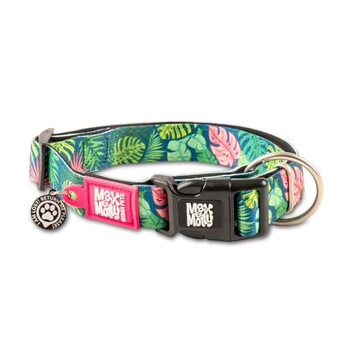 Max & Molly Gotcha! Hundehalsband Halsband Hund mit Smart ID, gepolstertes Neopren Halsband mit Design für große Hunde, wasserdicht, bequem, verstellbar, Tropical, L von Max & Molly Urban Pets