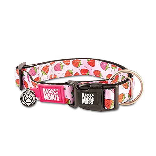 Max & Molly Gotcha! Hundehalsband Halsband Hund mit Smart ID, gepolstertes Neopren Halsband mit Design für sehr kleine Hunde, wasserdicht, bequem, verstellbar, Strawberry Dream, XS von Max & Molly Urban Pets