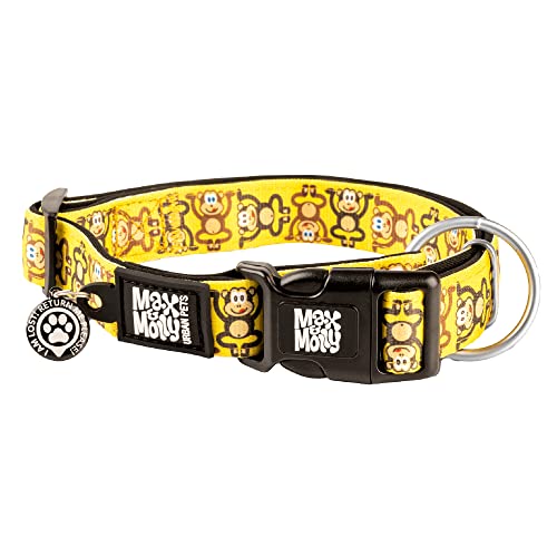 Max & Molly Gotcha! Hundehalsband Halsband Hund mit Smart ID, gepolstertes Neopren Halsband mit Design für mittelgroße Hunde, wasserdicht, bequem, verstellbar, Monkey Maniac, M von Max & Molly Urban Pets