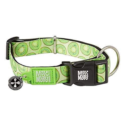 Max & Molly Hundehalsband mit Sicherheits-QR-Code, Hundemarke, weich, verstellbar und wasserdicht, niedliches Sommer-Themen-Design für Mädchen und Jungen, Hunde und Welpen, Größe M, Kiwi-Grün von Max & Molly Urban Pets