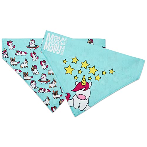 Max & Molly Halsband Bandana für kleine, mittelgroße & große Hunde,Trendiges Muster, wendbares Design, langlebig, maschinenwaschbar,Haustierzubehör,Hundehalstuch, Hunde-Lätzchen,Einhörner (XS/S) von Max & Molly Urban Pets