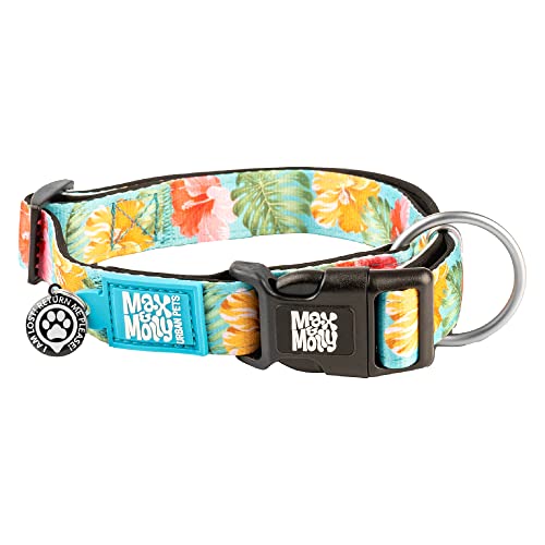 Max & Molly Hundehalsband mit Sicherheits-QR-Code, weich, verstellbar und wasserdicht, niedliches tropisches Sommer-Design, für Mädchen und Jungen, Größe L, Blaugrün von Max & Molly Urban Pets