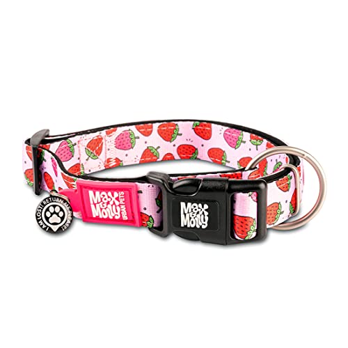 Max & Molly Gotcha! Hundehalsband Halsband Hund mit Smart ID, gepolstertes Neopren Halsband mit Design für große Hunde, wasserdicht, bequem, verstellbar, Strawberry Dream, L von Max & Molly Urban Pets