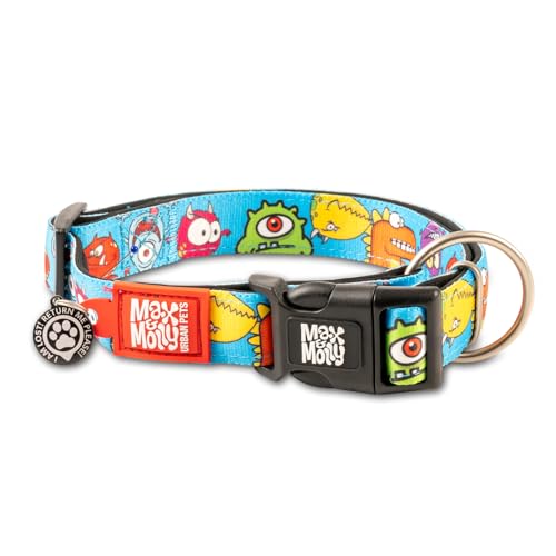 Max & Molly Gotcha! Hundehalsband Halsband Hund mit Smart ID, gepolstertes Neopren Halsband mit Design für große Hunde, wasserdicht, bequem, verstellbar, Little Monsters, L von Max & Molly Urban Pets