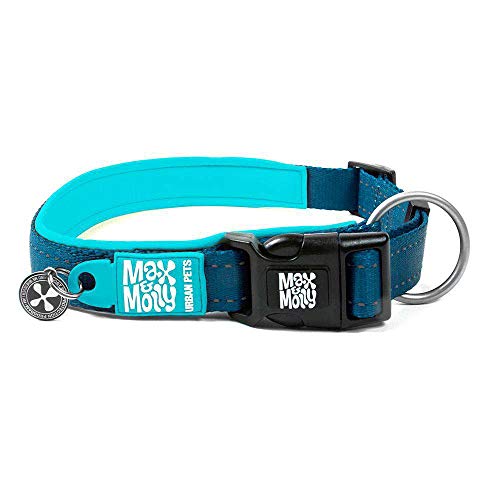 Max & Molly Matrix Smart ID Hundehalsband, Ultra bequem, gepolstert, Neopren, Sport, mit reflektierenden Nähten und Schutz für verlorene Haustiere, Blau, Größe XS von Max & Molly Urban Pets