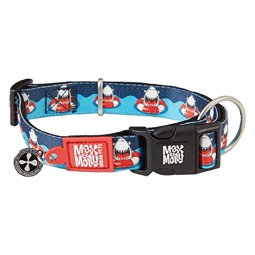 Max & Molly Smart ID-Hundehalsband, Neopren, wasserdicht und maschinenwaschbar, Halsbänder für mittelgroße Hunde (Halsumfang 33-53.3 cm) Frenzy der Hai von Max & Molly Urban Pets