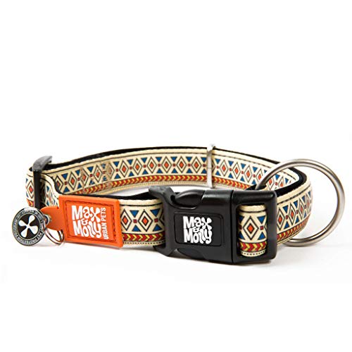 Max & Molly Gotcha! Hundehalsband Halsband Hund mit Smart ID, gepolstertes Neopren Halsband mit Design für kleine Hunde, wasserdicht, bequem, verstellbar, Ethnic, S von Max & Molly Urban Pets