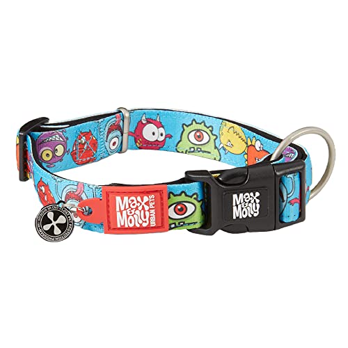 Max & Molly Smart-ID-Hundehalsband mit Gotcha! QR-Tag und individuelles Haustierprofil, weich gepolstertes Neopren, wasserdicht, Monster, S (27,9–45,7 cm) von Max & Molly Urban Pets