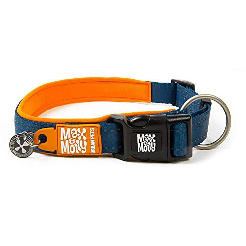 Max & Molly Matrix Smart ID Hundehalsband, Ultra bequem, gepolstert, Neopren, Sport, mit reflektierenden Nähten und Schutz für verlorene Haustiere, Orange, Größe L von Max & Molly Urban Pets