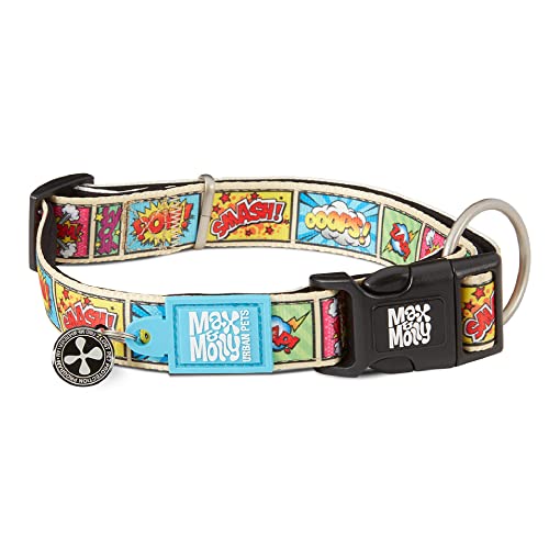 Max & Molly Gotcha! Hundehalsband Halsband Hund mit Smart ID, gepolstertes Neopren Halsband mit Design für große Hunde, wasserdicht, bequem, verstellbar, Comic, L von Max & Molly Urban Pets