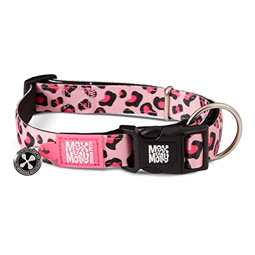 Max & Molly Gotcha! Hundehalsband Halsband Hund mit Smart ID, gepolstertes Neopren Halsband mit Design für große Hunde, wasserdicht, bequem, verstellbar, Leopard Pink, L von Max & Molly Urban Pets