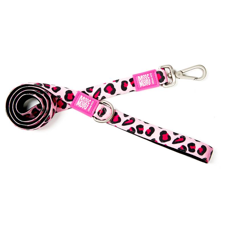 Max & Molly Kurzleine Leopard Pink  - Größe XS: 120 cm lang, 10 mm breit von Max & Molly