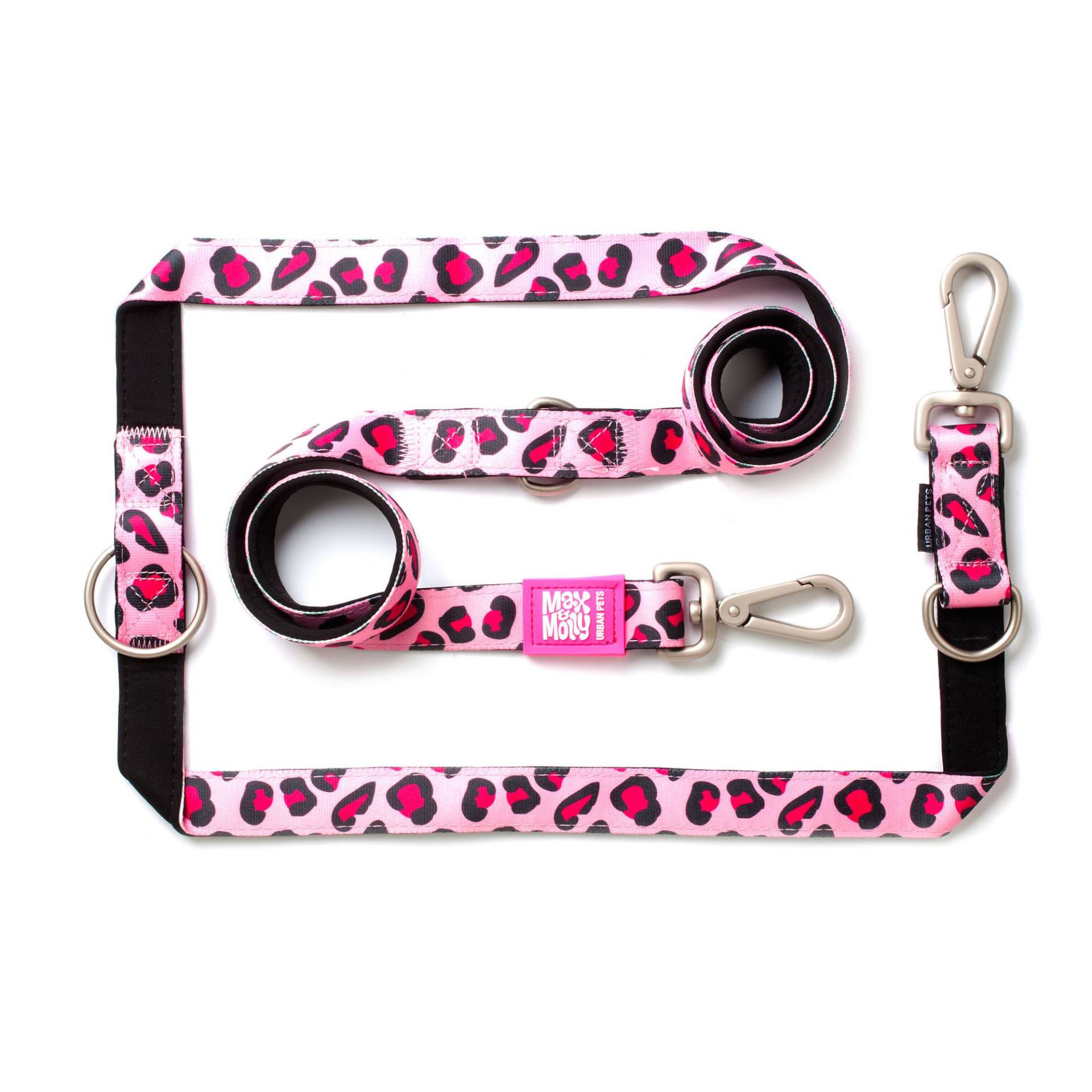 Max & Molly Multi-Function Hundeleine - Leopard Pink - L von Max & Molly