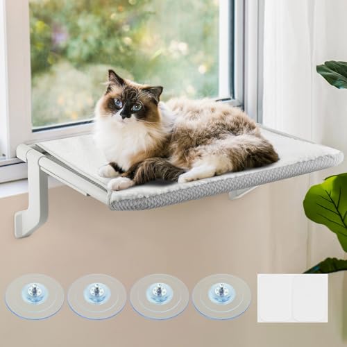 Maxetodo Katzen Fensterliege Hängematte Katzenbett Für Kleine Katzen Bis 18kg Klappbar Verstellbar Katzenliege Wand Fenster Mit 4 Starkem Saugnapf von Maxetodo