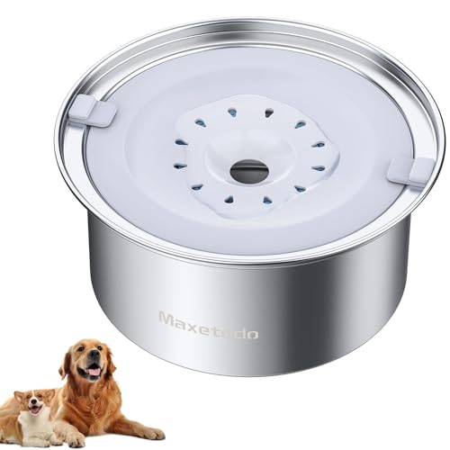 Maxetodo 4L Hundenapf Edelstahl Grosse Hunde Wassernapf Ohne Sabbern Trinknapf Anti Schlabber Spülmaschinenfest Dog Bowl Mit Aktivkohle-Filtermatten Unterwegs Für Haustiere von Maxetodo