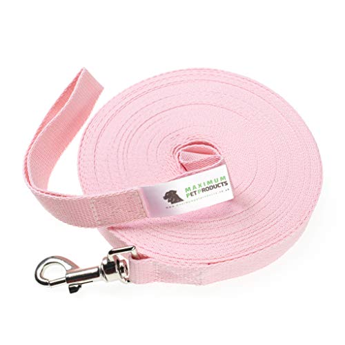 Maximum Pet Products Trainingsleine für Hunde und Pferde, 25 mm breit, sehr stark, 20 m, Rosa von Maximum Pet Products