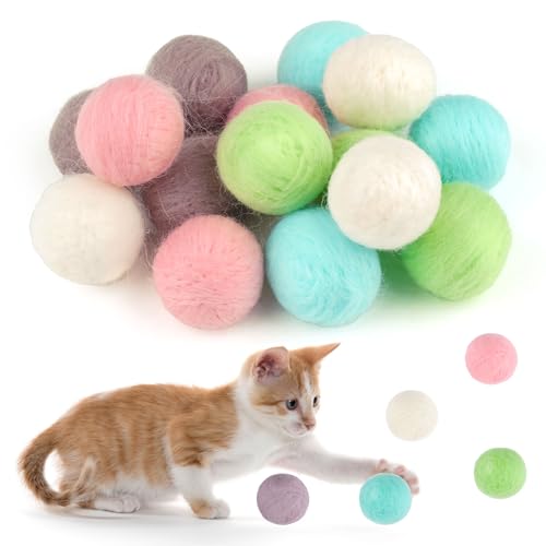 Maxmoc Bunte Katzenspielzeug Ball, 15 Stück Katzenbälle, Weicher Filzbälle Katzen, Interaktives Spielzeug für Katzen, zum Innen- und Außenbereich Trainieren Spielen, 3cm von Maxmoc