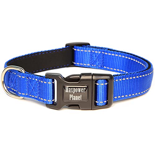 Maxpower Planet Hundehalsband, reflektierend, atmungsaktiv, weich gepolstert, verstellbar, für kleine, mittelgroße und große Hunde, Blau, XS von Maxpower Planet