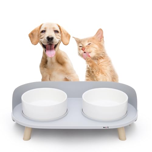 MaxxPet Doppelte Futterschale - 2-teilige Keramik - Essen und Trinkschale - Hunde und Katzen - Anthrazit von MaxxPet