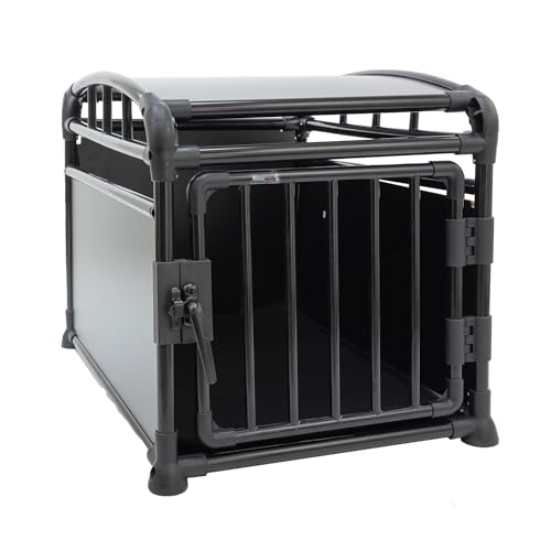 MaxxPet Hundebox 63x83x65 cm – Faltbare Hundetransportbox – 1 Tür – Profi-Auto-Hundebox aus Aluminium – für Hunde und Katzen – Grau von MaxxPet