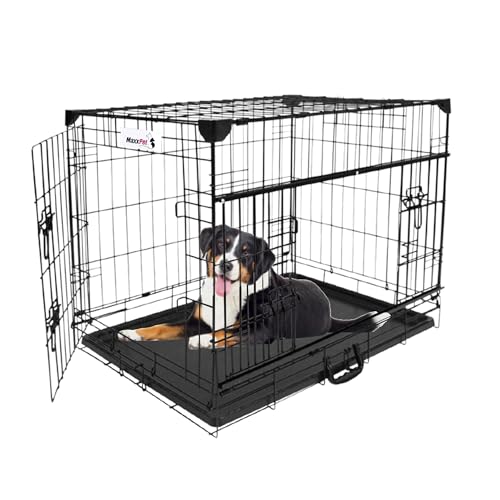 MaxxPet Hundebox 78x48x56 cm – Mit seitlicher Schiebetür – Hundebank – Hundekäfig – Faltbare Hundebank – Schwarz von MaxxPet