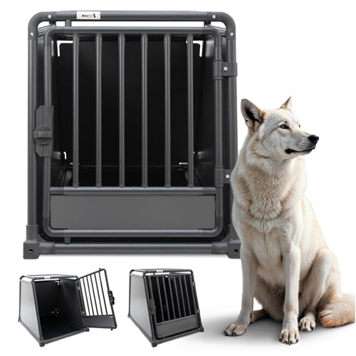 MaxxPet Hundebox Auto, Hundetransportbox Auto, Hundebox Auto Kofferraum, Hundebox XXL, Hundebox Große Hunde, Hundeboxen Alu, Hundekäfig Auto, 65x92x70cm von MaxxPet